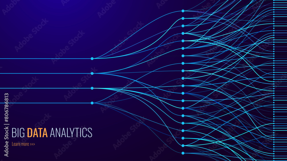 Aufkleber Convolutional Neural Network Architecture. How AI Work. Blue Data Science Machine Learning Artificial Intelligence. Science or Technology Vector Illustration.