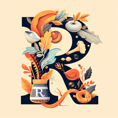 letters R, art, fonts, illustrations, creativity