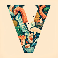 letters V, art, fonts, illustrations, creativity