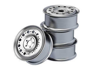 Car wheels isolated on transparent background. 3D illustration