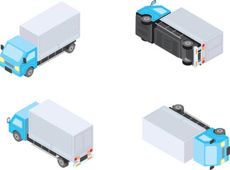 運送トラック（前、後ろ、横転）