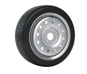 Obraz premium Car tire and wheel isolated on transparent background. 3D illustration