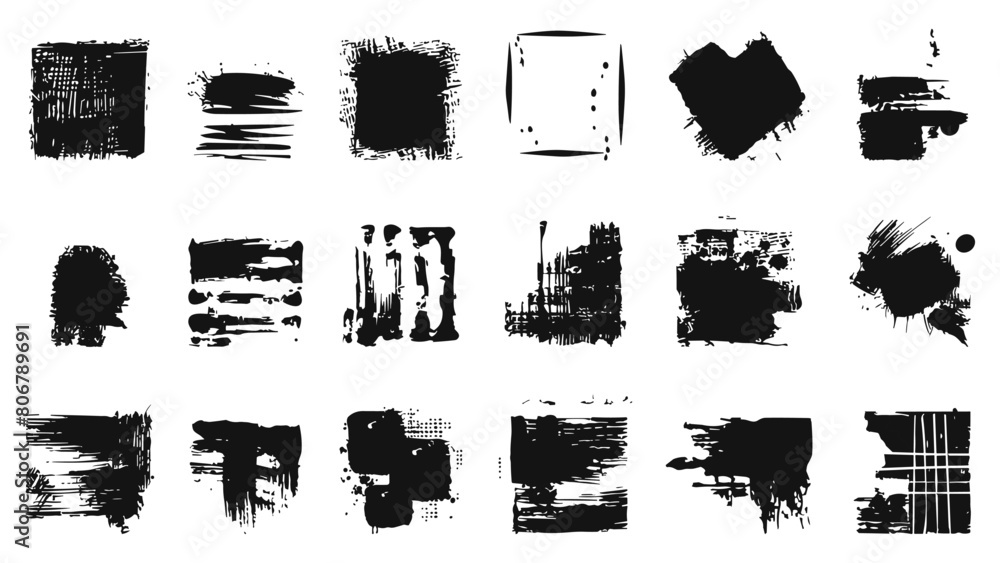 Poster grunge texture. hand drawn abstract vector set. isolated on white background