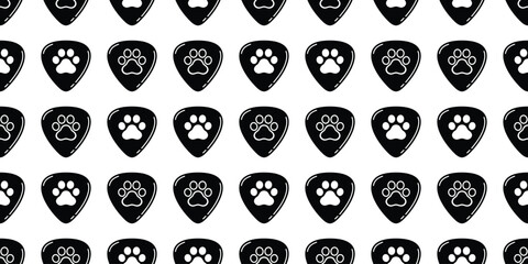 dog paw seamless pattern guitar pick cat footprint vector music bass ukulele pet puppy kitten cartoon doodle tile background repeat wallpaper gift wrapping paper illustration design