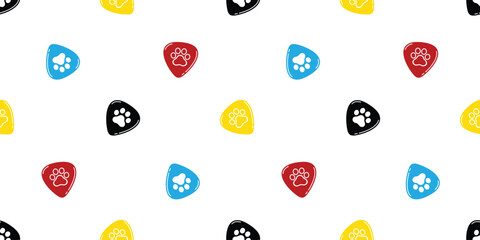 dog paw seamless pattern guitar pick cat footprint vector music bass ukulele pet puppy kitten cartoon doodle tile background gift wrapping paper repeat wallpaper illustration design