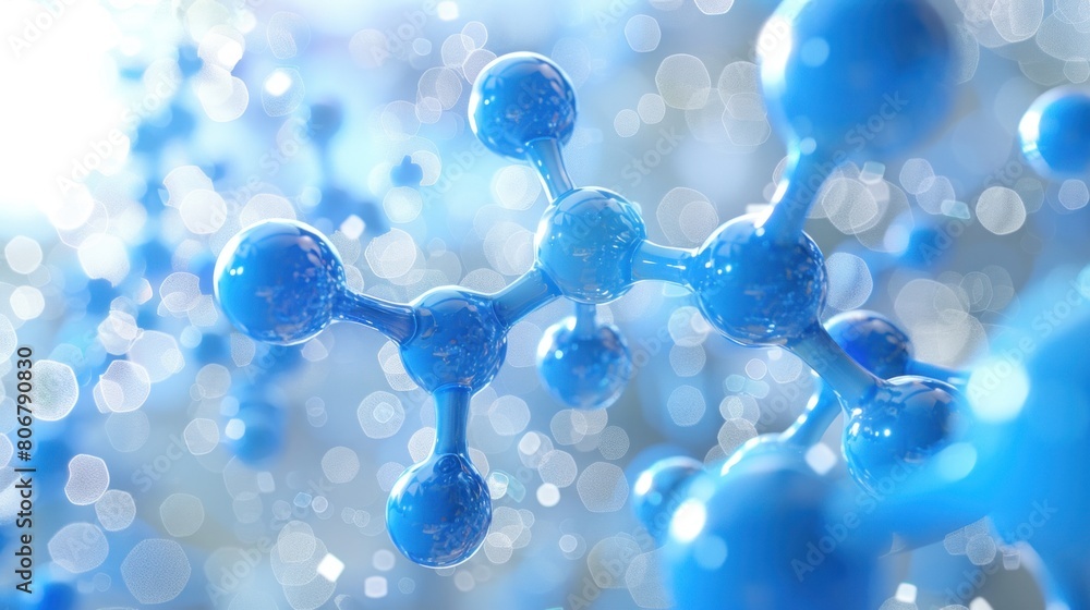 Poster macro photography of an azure molecule on a matching background