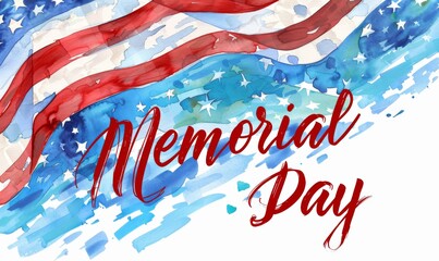 USA Memorial day background. Abstract grunge brushed flag of United States of America with calligraphy text.