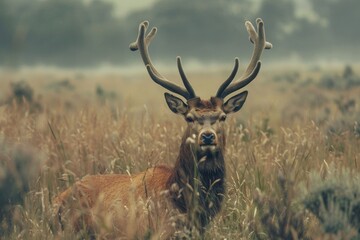 Majestic Stag in Misty Meadows