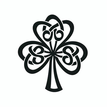 recommend clip art: shamrock with Celtic knot, minimalistic, bold, black on white