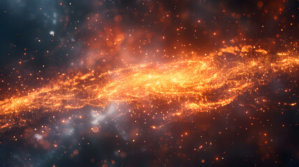 An imaginative scene depicting surreal abstract waves in vibrant colors, intertwined with glowing cosmic lights and celestial elements in the background