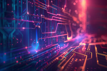 Obraz premium Vibrant technology background with cool, glowing lines