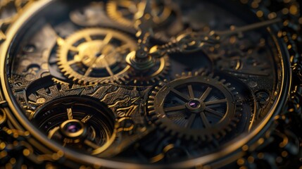 Watch Background. Dark Abstract Clockwork Gears on Aged Antique Background
