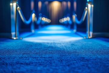 luxurious blue carpet grandeur spotlight serenity velvet rope elegance abstract background