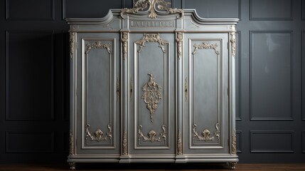 A white and gold armoire stands majestically in a well-decorated room