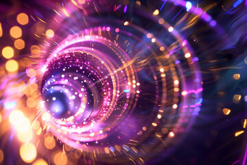 Obraz premium Futuristic stunning particle energy dynamics with neon light