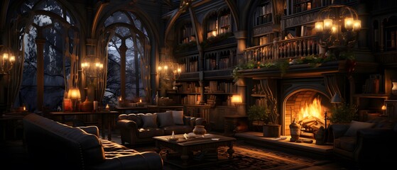 Fantasy interior of a medieval castle. 3d render illustration.