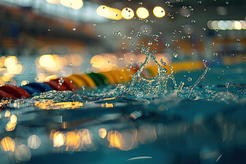 Close-up of water splashing in a sports pool. Generated by artificial intelligence