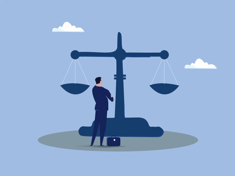 Principles and business ethic to do right things,Business ethics in work and principles. Honesty, trust, responsibility in business.confident businessman leader lift balance ethical scale.