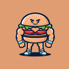 Burger mascot retro vector cartoon style