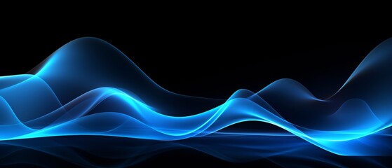 Blue abstract waves on a black background