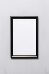 Minimalist black frame mockup on a clean white wall, showcasing simplicity and a modern aesthetic,