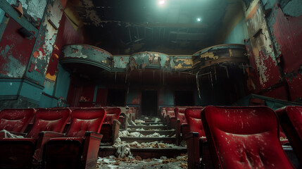 A haunted movie theater where ghostly ushers guide invisible patrons to their seats