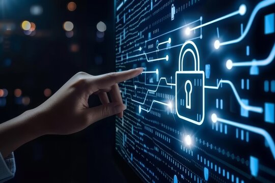 Enhance your network with futuristic cybersecurity robust shield; secure information through encryption, lock down digital 3D data, tunnel electronic cloud protection trunk tuple unparalleled security