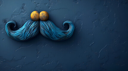 Illustration Background with a Mustache,
Black moustache on blue background
