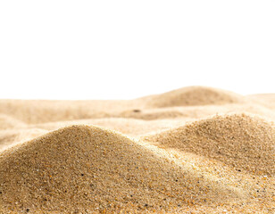 Sand unten am Rand isoliert auf wei&szlig;en Hintergrund, Freisteller