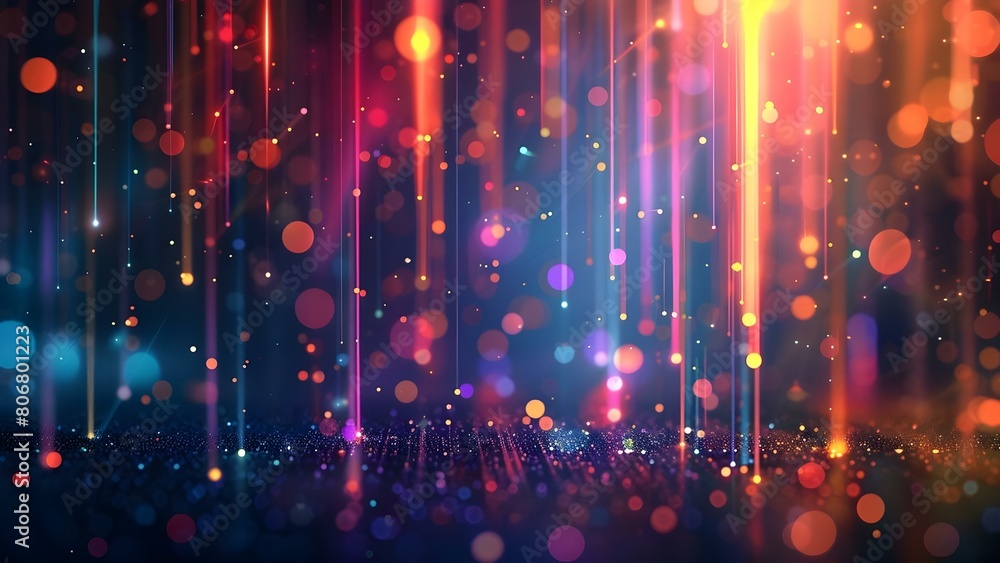 Poster abstract digital background with colorful bokeh line and dot elements. concept abstract art, digital