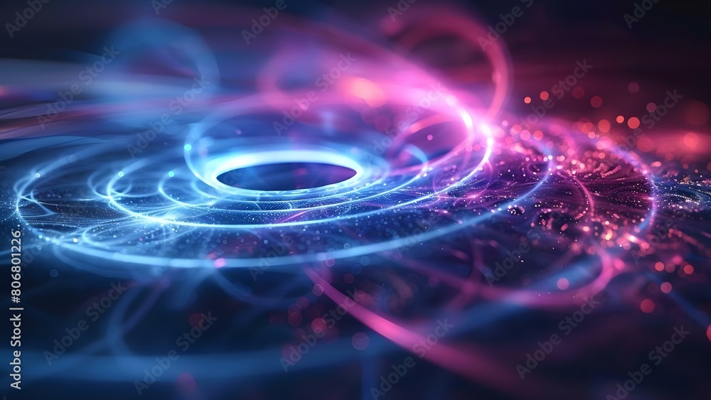 Poster the fundamental concept of quantum entanglement in three-dimensional space. concept quantum physics,