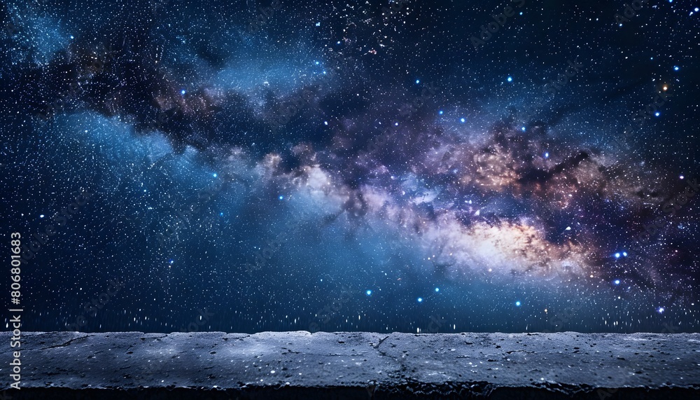 Poster a flat ground with starry sky in the background for product display presentation