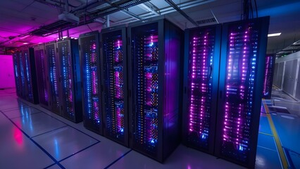Quantum Processors Accelerate Supercomputers, Decreasing Processing Time from Hours to Milliseconds. Concept Quantum Computing, Supercomputers, Accelerated Processing, Quantum Processors