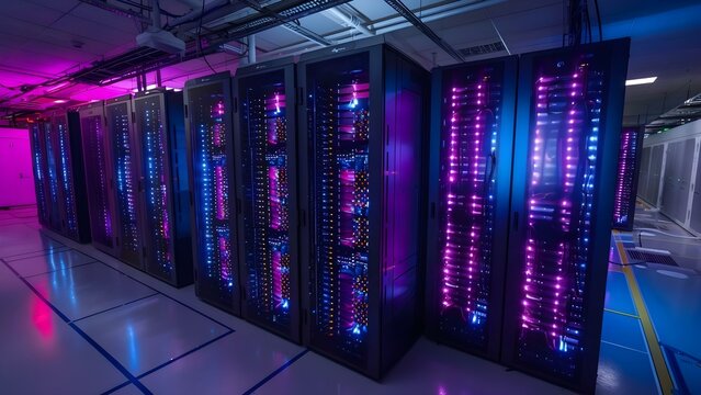 Quantum Processors Accelerate Supercomputers, Decreasing Processing Time from Hours to Milliseconds. Concept Quantum Computing, Supercomputers, Accelerated Processing, Quantum Processors