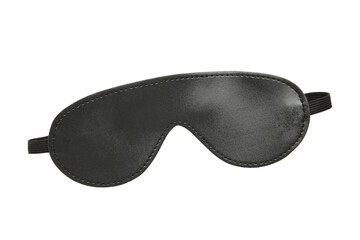 Leather black mask isolated on white background. Erotic toys for BDSM