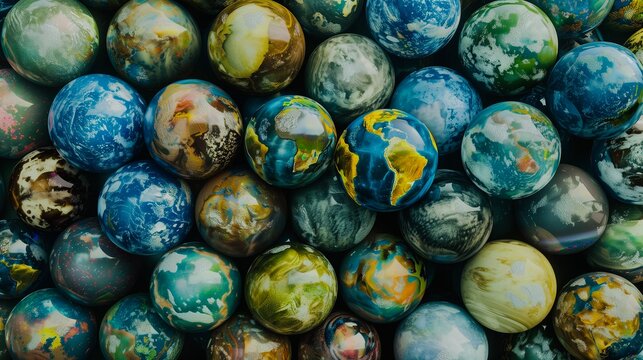 Dynamic a pile of planets earth stones as wallpaper background ecology concept 