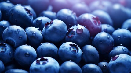 Fresh blueberries adorned with sparkling water droplets