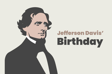 Illustration vector graphic of Jefferson Davis birthday. Good for poster - obrazy, fototapety, plakaty