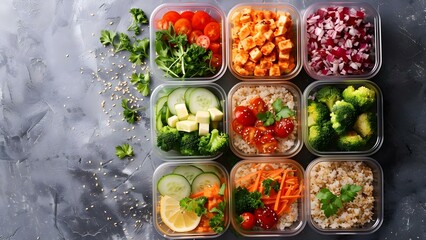 Small Containers for Portion Control: Meal Prep for Fresh and Nutritious Eating. Concept Healthy Eating, Meal Prep, Portion Control, Fresh Ingredients, Nutritious Meals