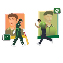 Cricket Match Between Pakistan VS Ireland Player Team Character Illustration, Advertising Poster Design.