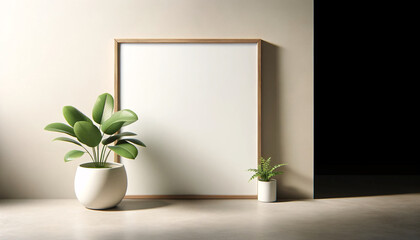 Empty wooden picture frame