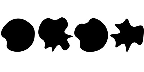 Random abstract liquid organic black irregular blotch shapes flat style design fluid vector illustration set banner simple shape template for presentation design, flyer, isolated 