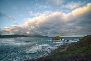 Morning cloudscape over Penafurada on the coast of Loiba