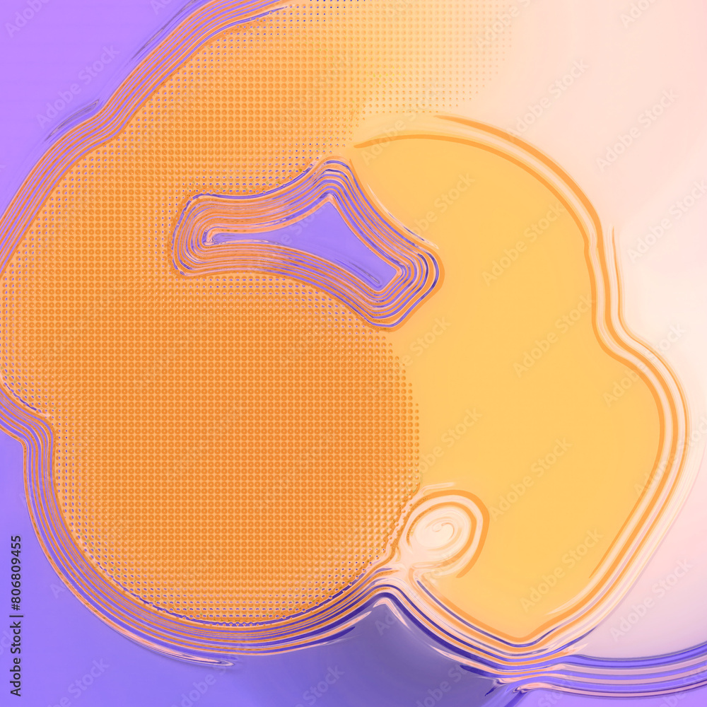 Poster Digital illustration of organic shapes resembling clouds in abstract style. 3d rendering