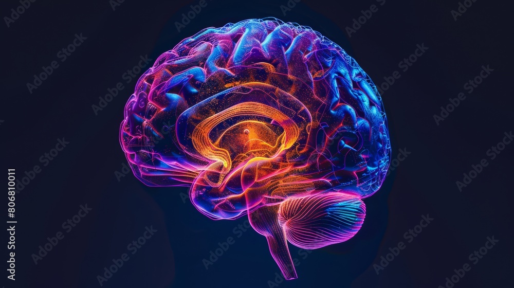 Aufkleber captivating image of a brain scan revealing the neural patterns associated with emotions, dreams, and memories.