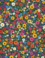 Colorful flower composition. Beautiful floral digital illustration. CG Artwork Background