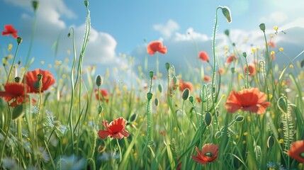 Obraz premium field of poppies and sky
