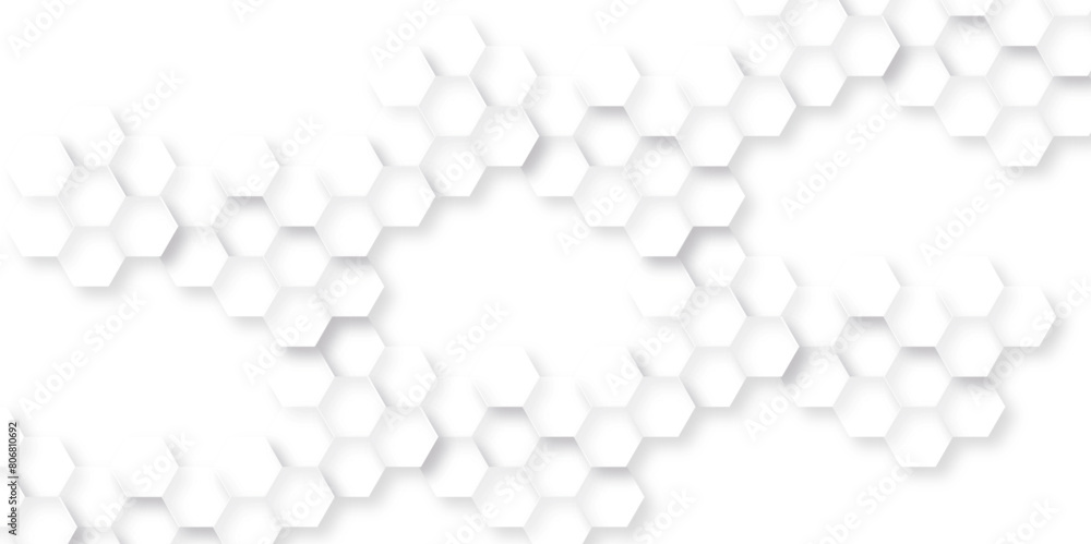 Poster Abstract background with hexagons modern mesh cell. Abstract honeycomb cell hexagon background. Hexagon business geometric grid tile element. Technology futuristic hexagon metal texture. 
