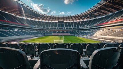 The stands in the football stadium are neatly arranged, clean, comfortable and stunning, turning...