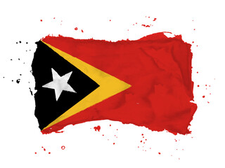 Flag of East Timor brush stroke background. Flag East Timor on white background. Watercolor style for your design, app, UI. EPS10.